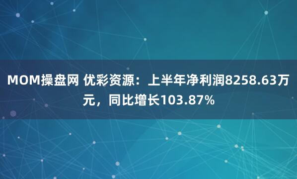 MOM操盘网 优彩资源:上半年净利润8258.63万元,同比增长103.87%